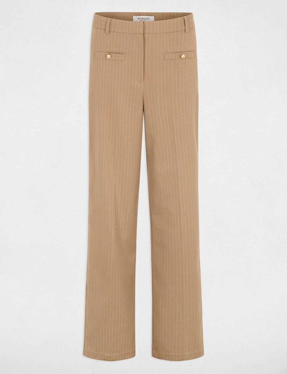 High-waisted straight trousers taupe women