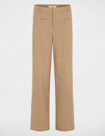 High-waisted straight trousers taupe women