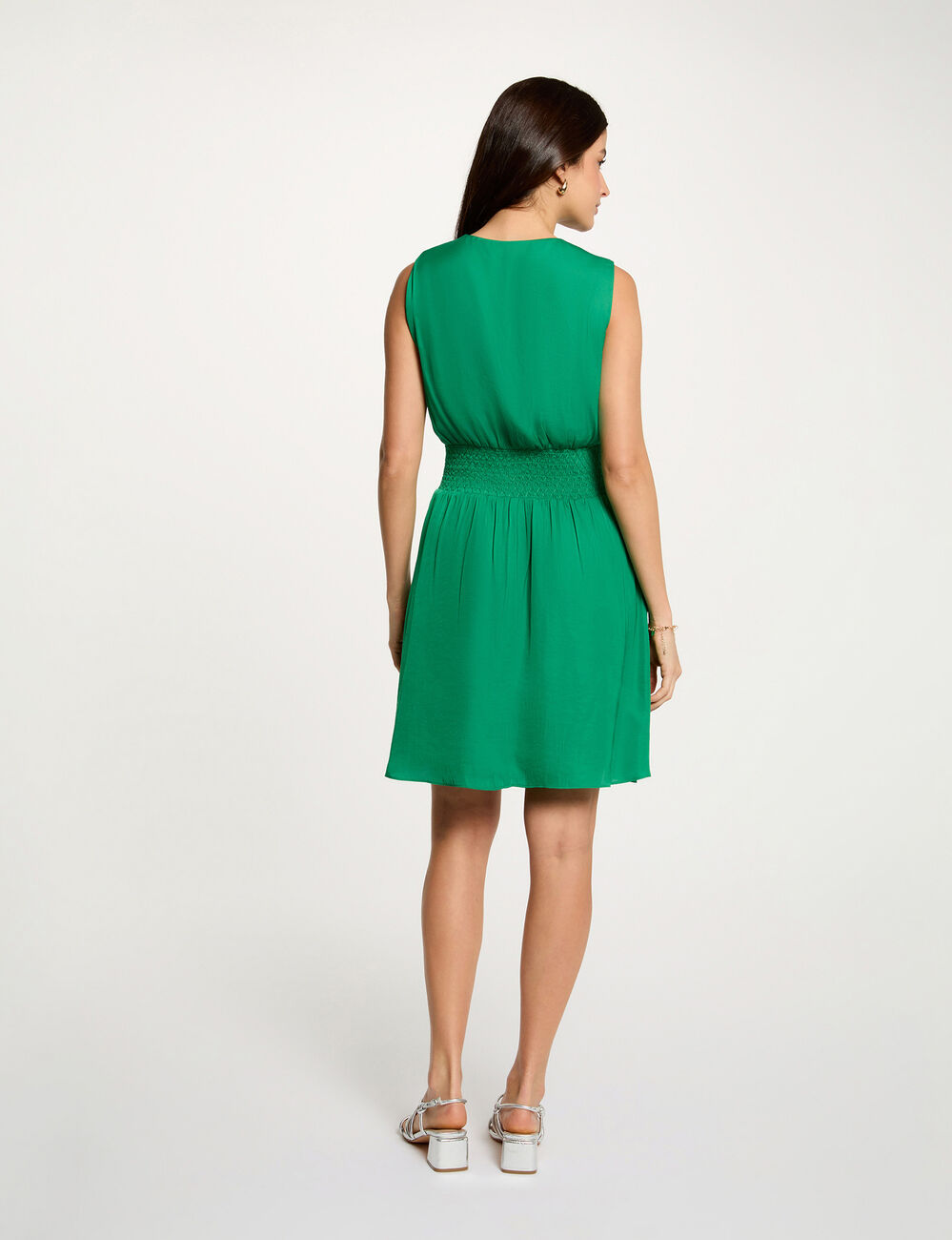 Mini loose straight dress meadow green women