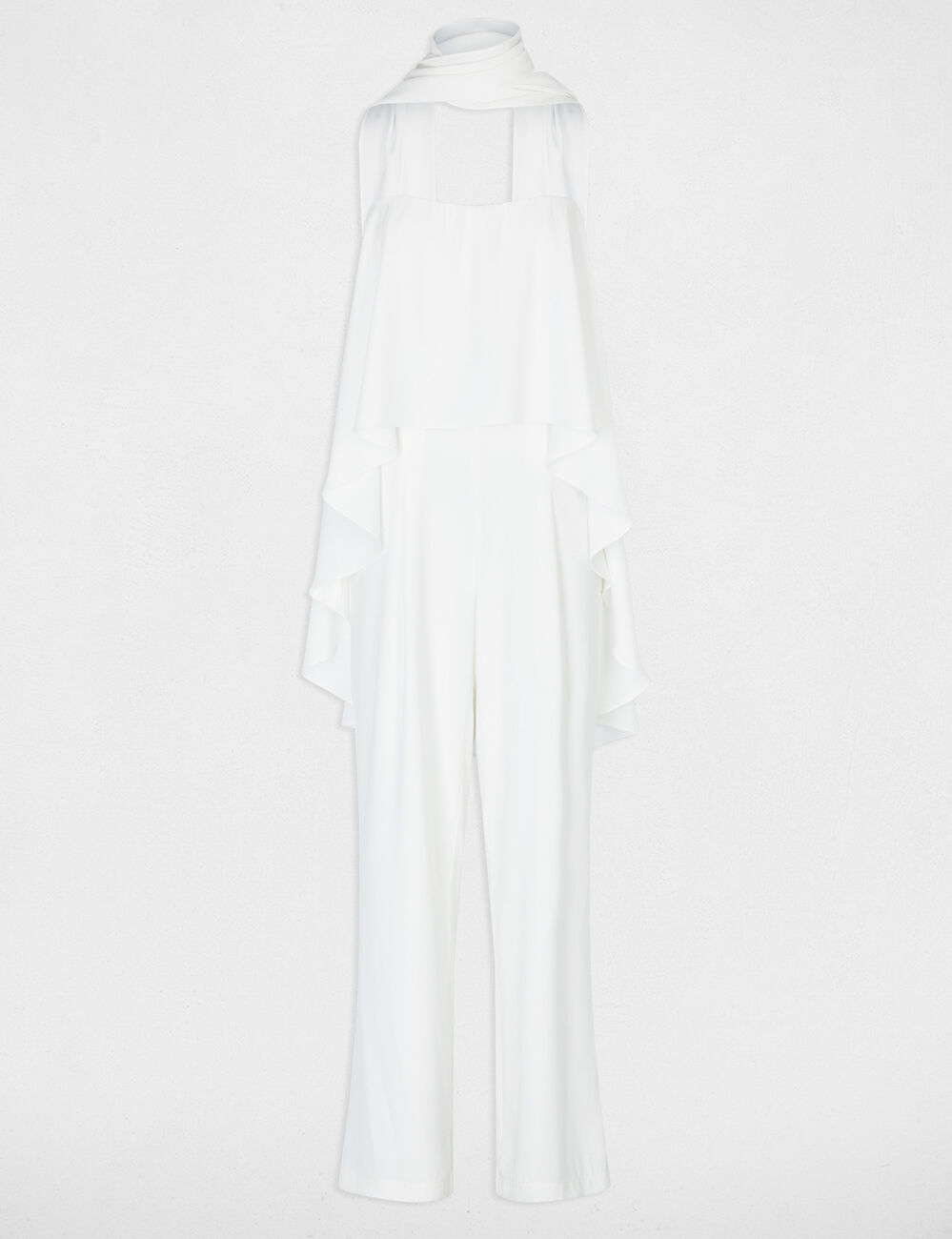 Fluid strapless jumpsuit white women