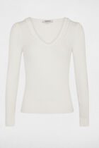 Long-sleeved jumper with chain detail ecru women