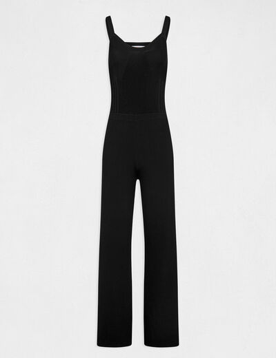 Knitted waisted jumpsuit black ladies'