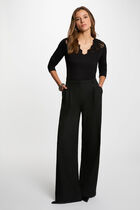 Lace V-neck t-shirt black women