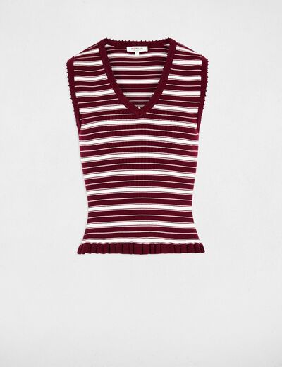 Sleeveless V-neck sweater bordeaux women