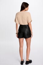 Pull manches courtes beige femme