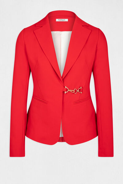 Waisted city jacket with buckle red ladies'