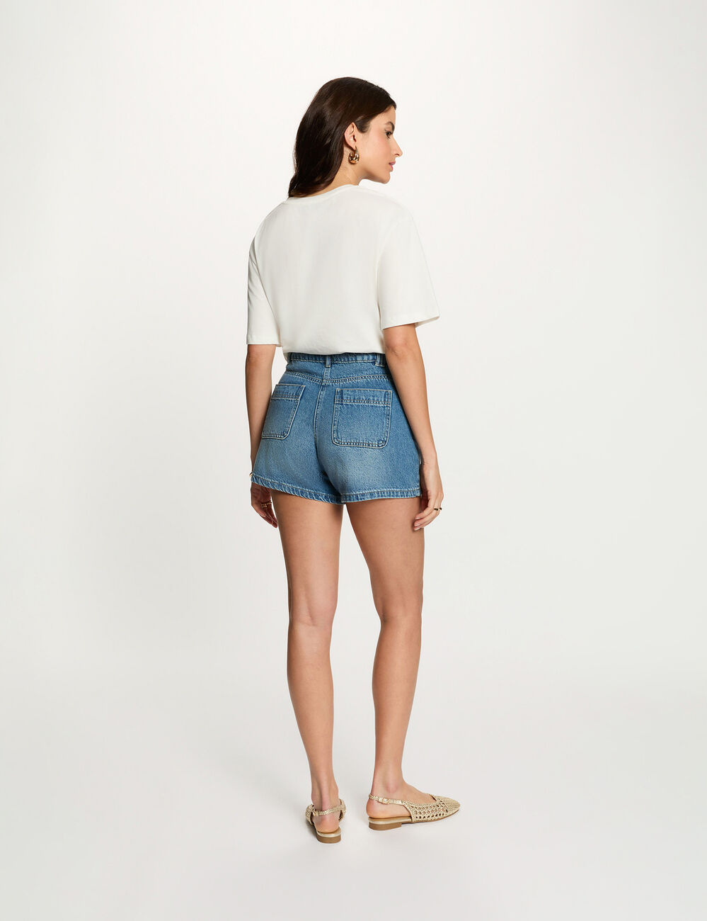 Slim denim shorts denim stone women