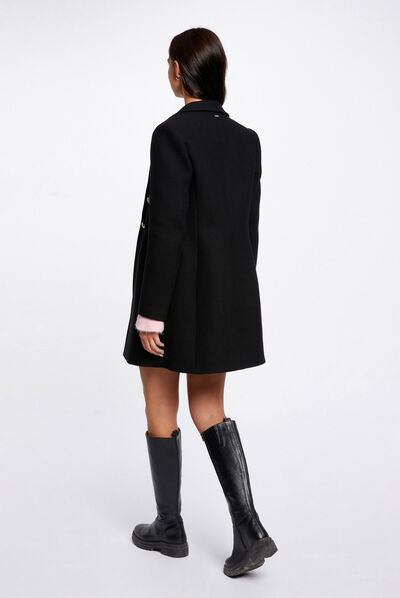 Waisted coat with buttons black ladies'