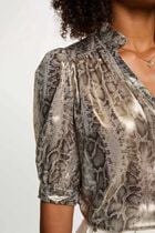 Fitted shirt with puff sleeves multicolor women