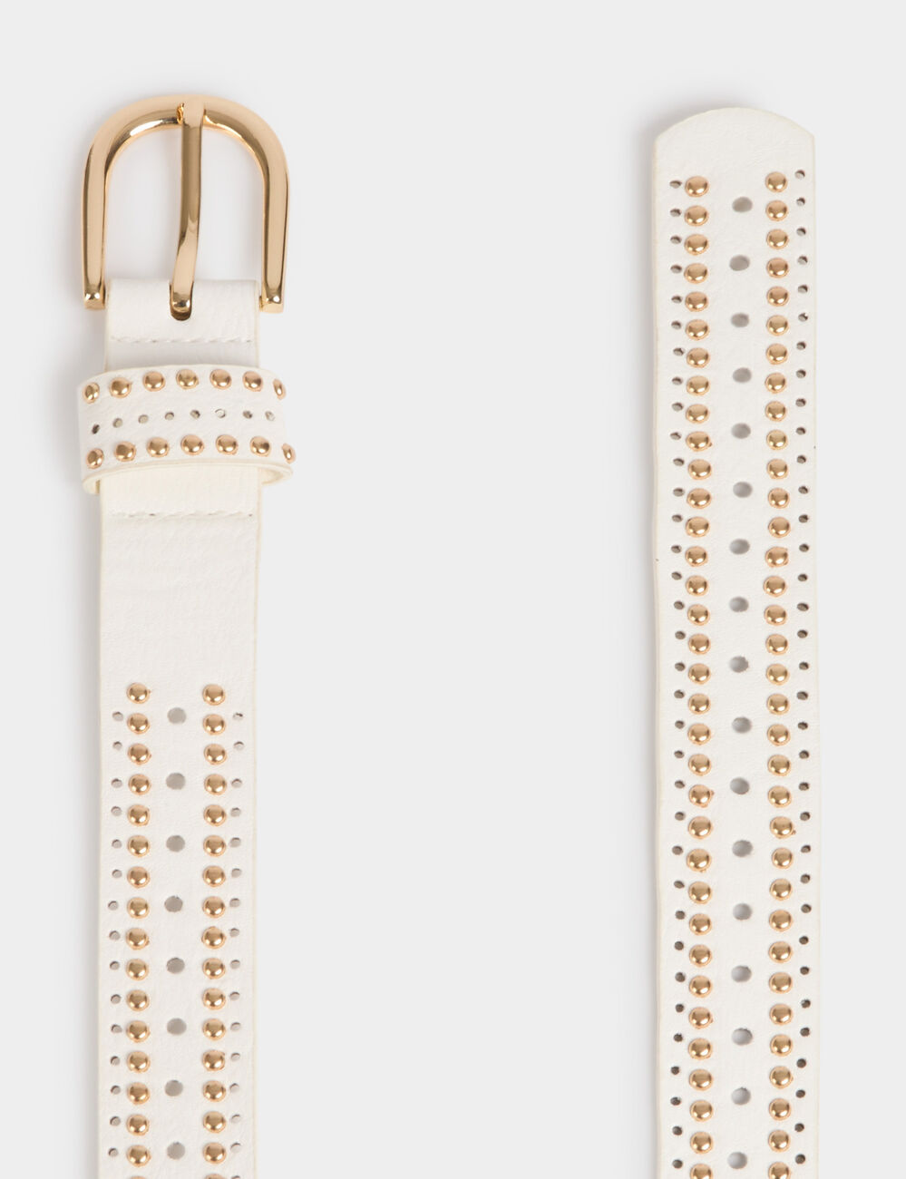 Belt with studs and perforations white women