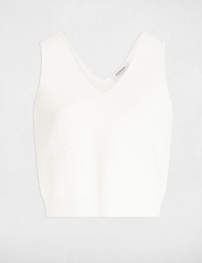Knitted top V-neck white women