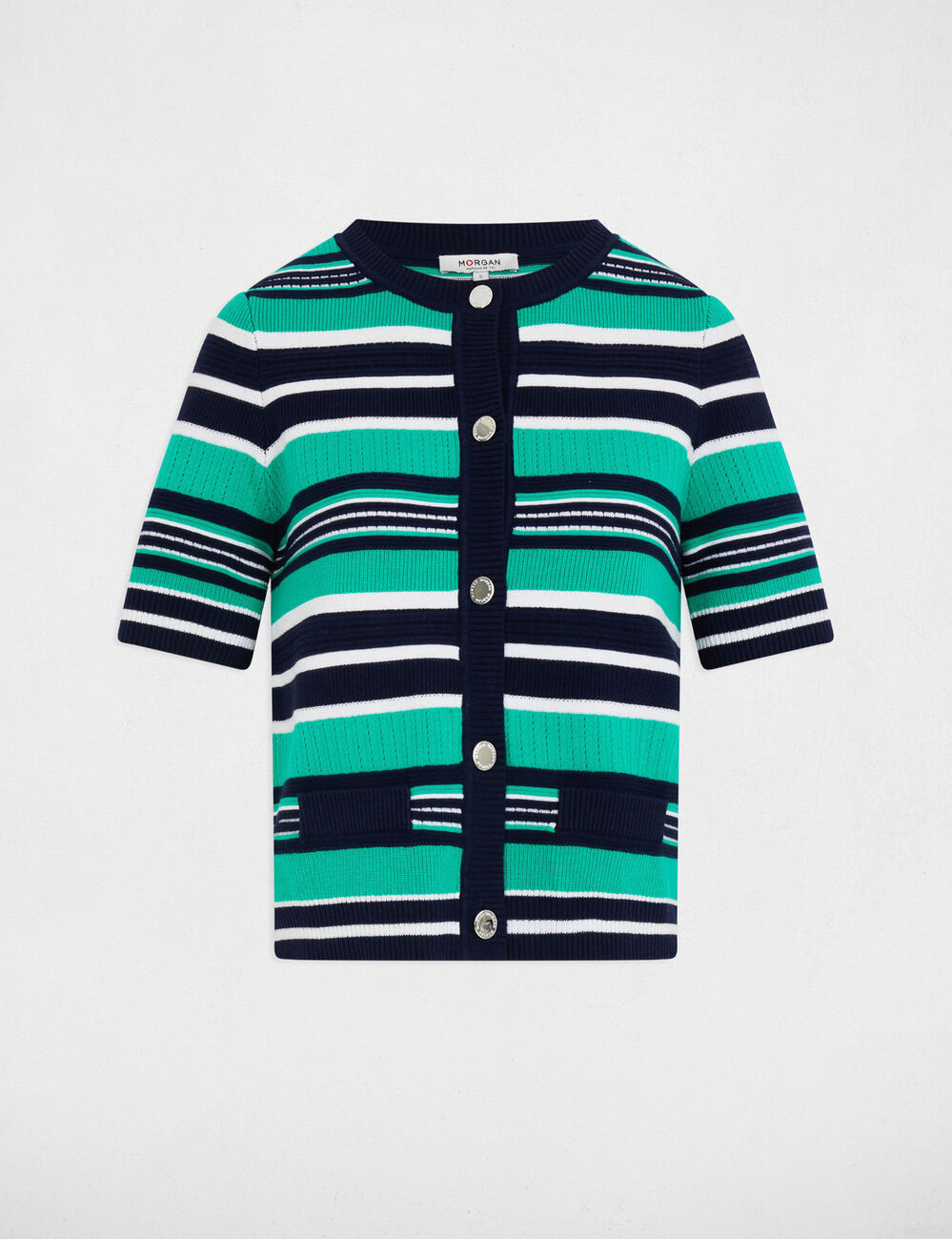 Striped jumper short-sleeves multicolor women
