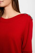 Jumper boat neck with buttons red women