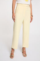 High-waisted straight trousers pastel yellow women