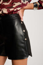 Short droit simili cuir noir femme