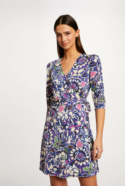 Wrap dress with vegetal print multico ladies'