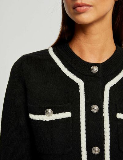 Buttoned long-sleeved cardigan black ladies'