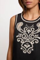 Embroidered sleeveless top black women