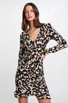 Robe courte ajustée imprimée multicolore femme