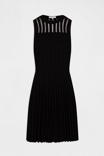 A-line jumper dress with pleated bottom black ladies'