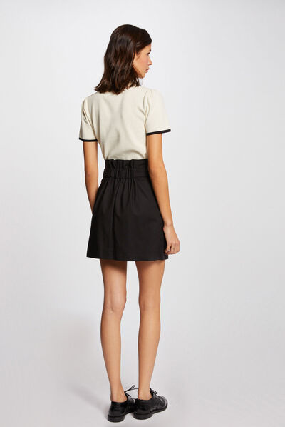 Buttoned high-waisted straight skirt black ladies'