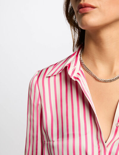 Striped long-sleeved shirt pink women