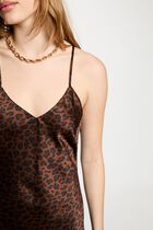 Satin dress with v-neck multicolor women
