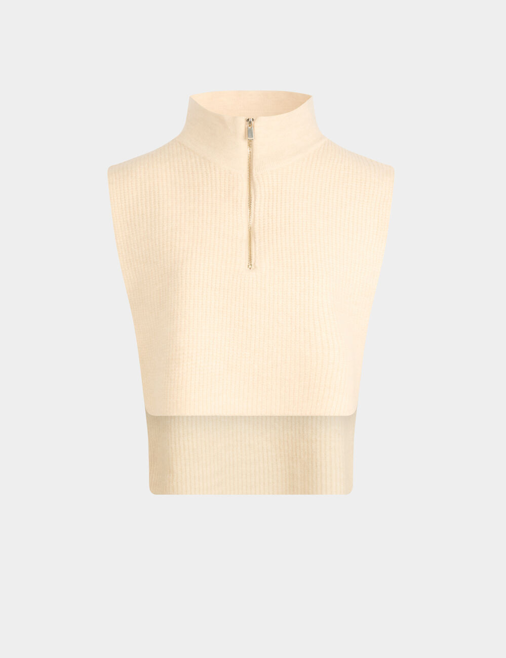 Zip-up poncho ivory women