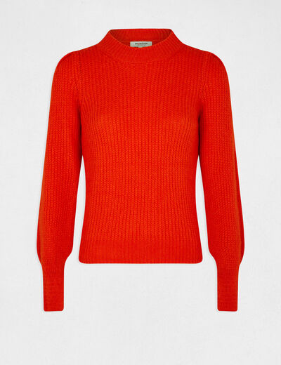 Long-sleeved jumper with high collar orange ladies'