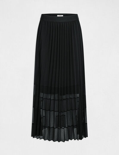Maxi pleated A-line skirt black ladies'