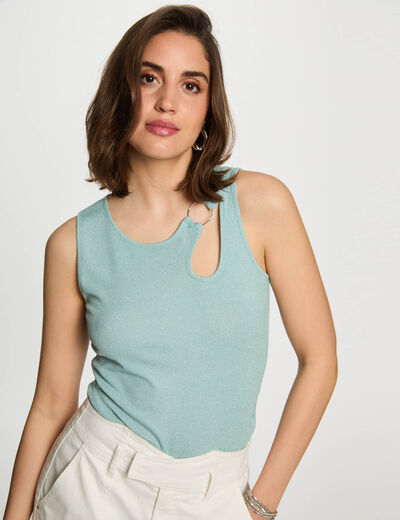 Sleeveless vest top green women