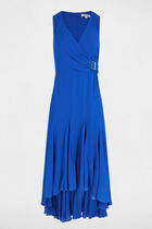 Robe midi droite fluide bleu electrique femme