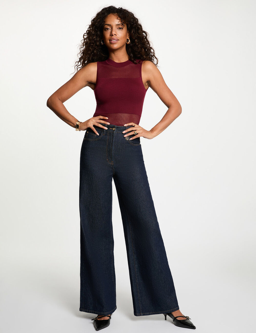 Sleeveless knitted top bordeaux women