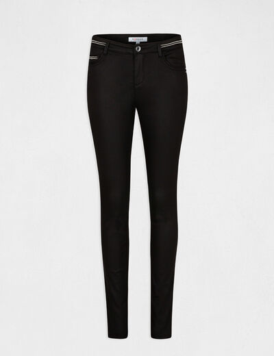 Pantalon slim enduit noir femme