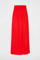 Flowy long skirt with elastic waist dark orange women