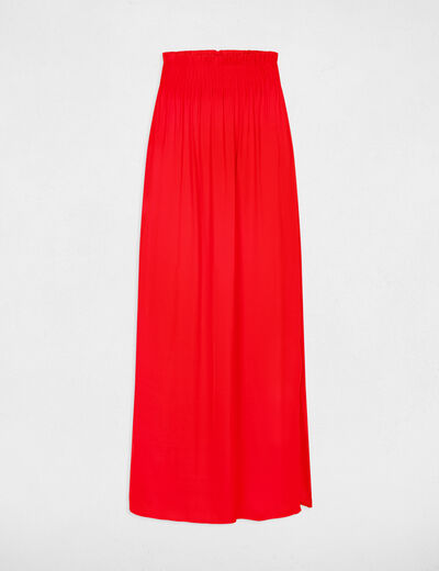 Flowy long skirt with elastic waist dark orange women