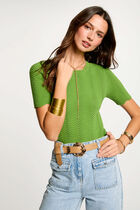 Short-sleeved jumper aniseed green women