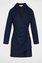 Wrap short dress navy blue women