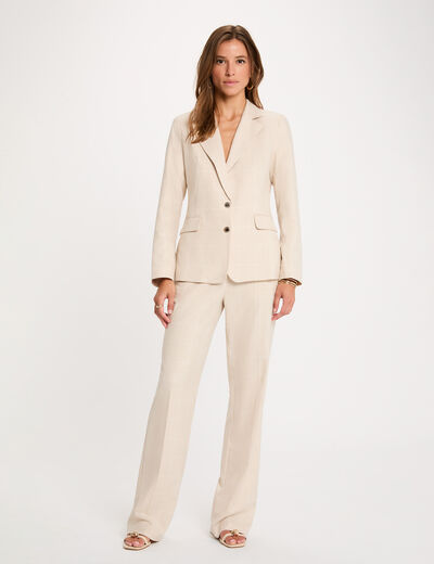 High-waisted straight trousers beige women