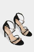 Sandales à talons avec brides strass noir femme