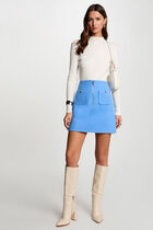 Jupe courte zippée bleu femme