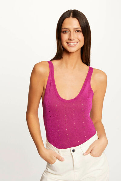 Jumper vest top with straps raspberry ladies'