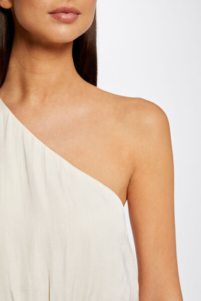 Asymmetrical smocked blouse  ladies'