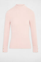 Pull manches longues maille duveteuse rose clair femme
