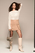 Mini skirt with side pockets beige women