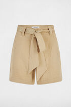 High-waisted loose shorts beige women