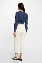 Long-sleeved denim blouse raw denim women