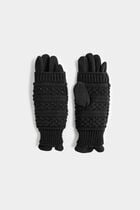 Gants en maille avec strass noir femme