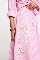 Flared long skirt pink women