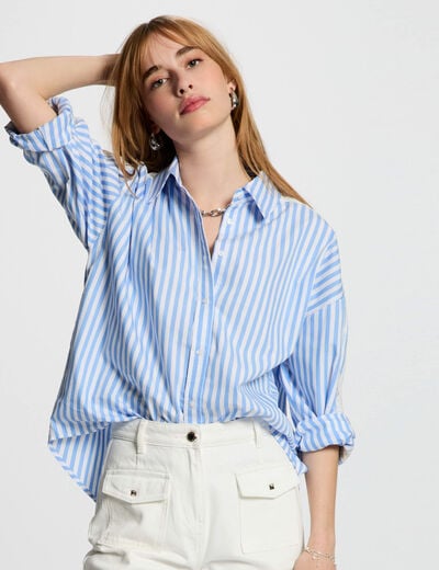 Striped long-sleeved shirt multicolor women
